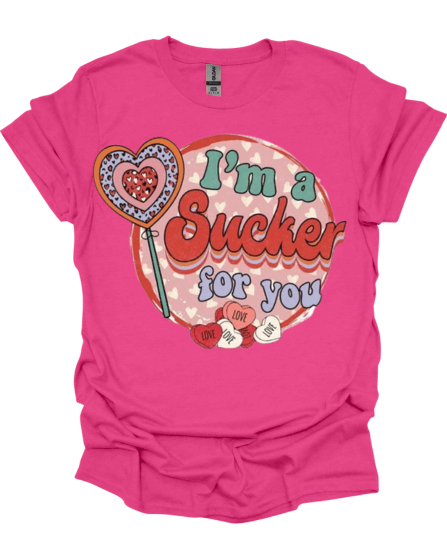Pink I’m A Sucker For You Valentine Graphic Tee