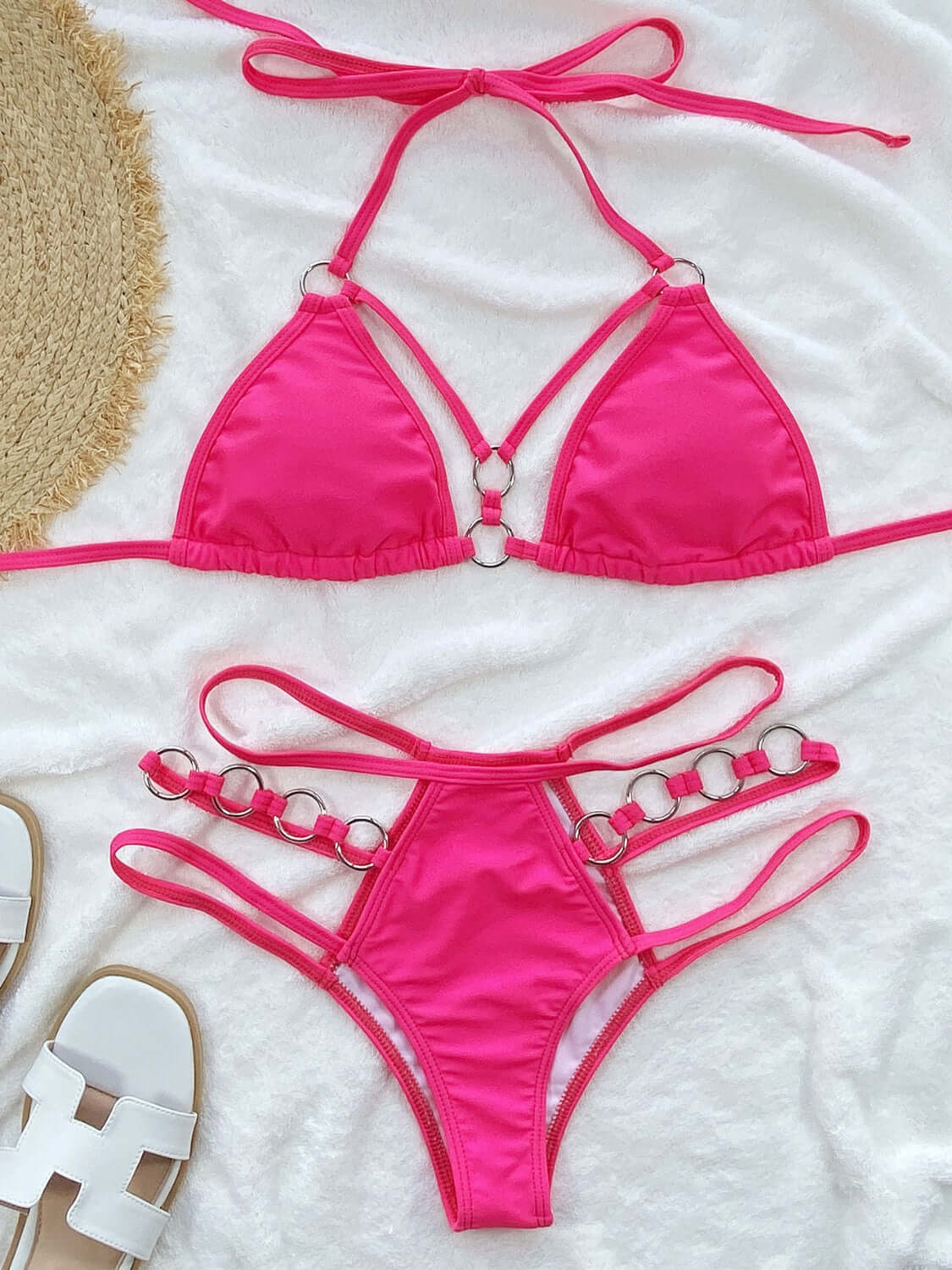 Cutout halter neck bikini set
