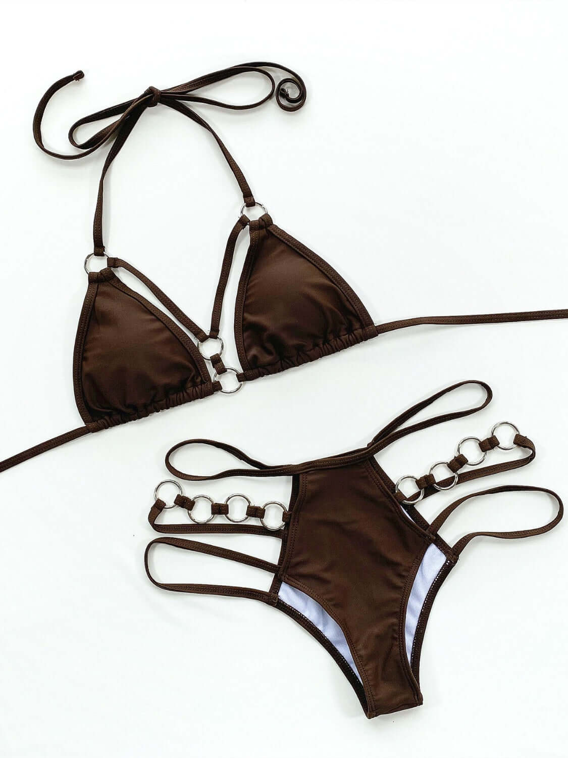 Cutout halter neck bikini set