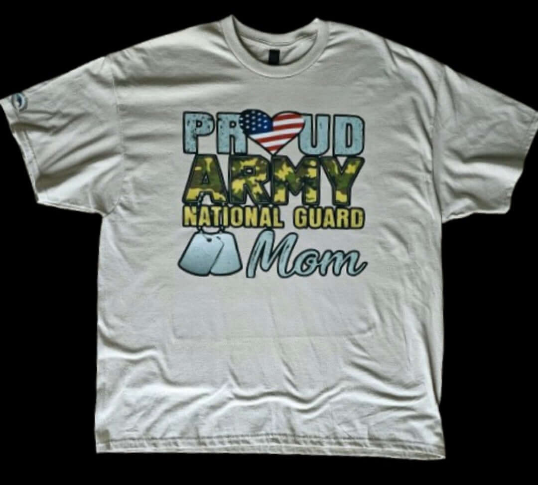 Proud Army National Guard Mom T-Shirt on display