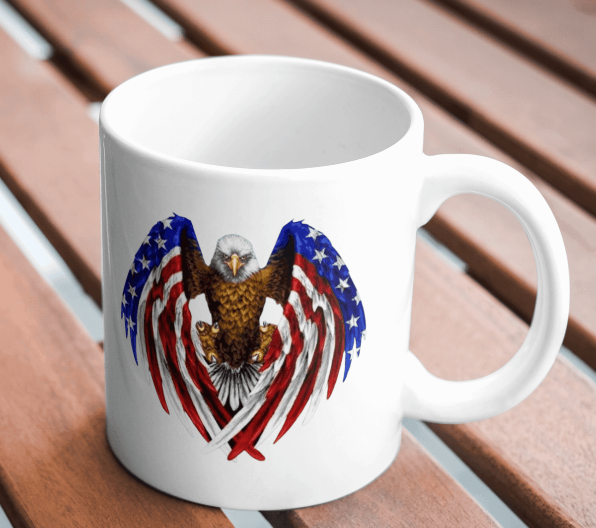 Eagle with Flag as Wings Ceramic Mug - Ink Wave Creations