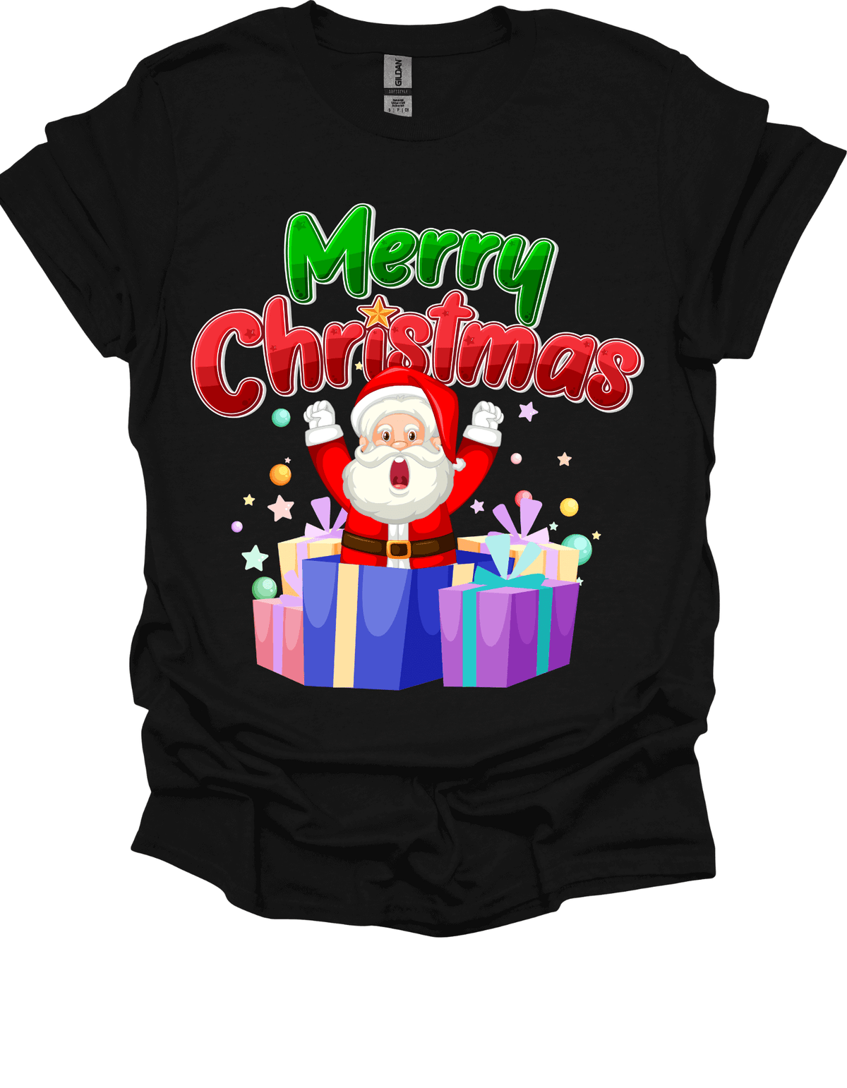 Christmas t-shirt featuring Santa and holiday cheer