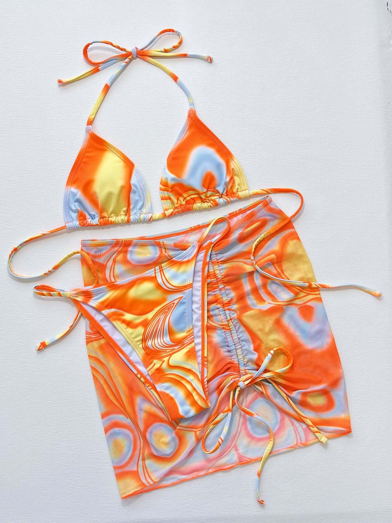 Summer swimwear set with cover-up skirt