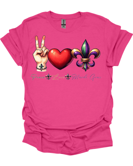 Pink Peace - Love - Mardi Gras T-Shirt