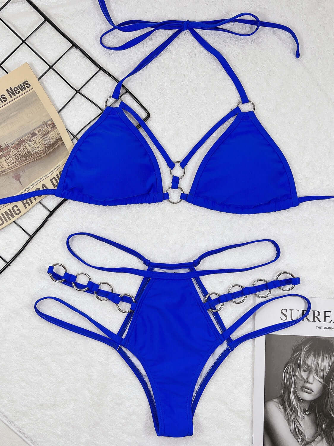 Cutout halter neck bikini set