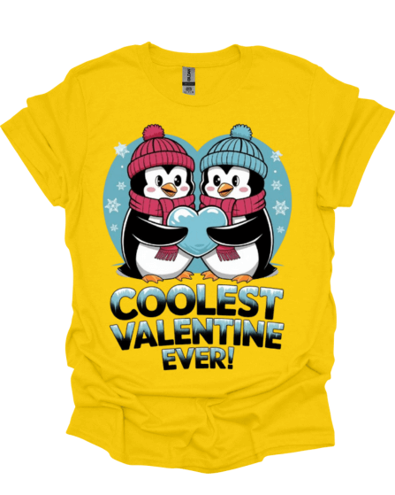 Yellow Coolest Valentine Ever Custom Graphic Tee