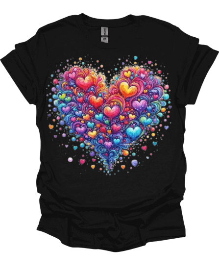 Beautiful Hearts Valentine's Black T-Shirt