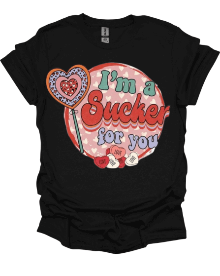 Black I’m A Sucker For You Valentine Graphic Tee
