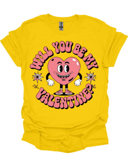 Yellow Will You Be My Valentine Custom Graphic Tee