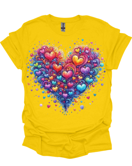 Beautiful Hearts Valentine's Yellow T-Shirt