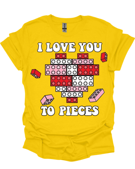Yellow I Love You To Pieces Valentine's Custom Shirt