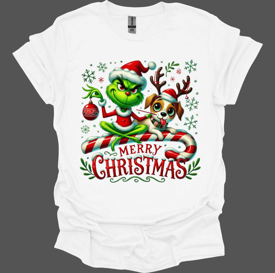 White Merry Christmas Grinch Style Shirt