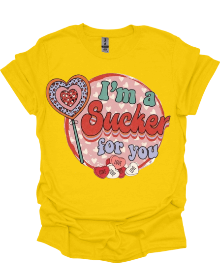 Yellow I’m A Sucker For You Valentine Graphic Tee