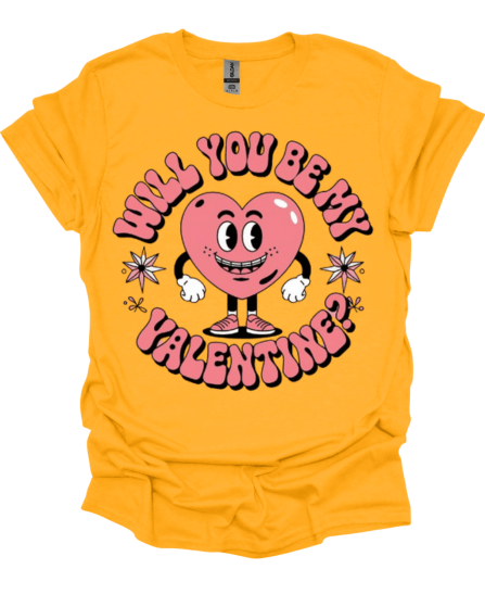Gold Will You Be My Valentine Custom Graphic Tee