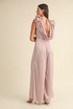 MABLE 3D Floral Applique Deep Cowl Neck Jumpsuit - Ink Wave Creations
