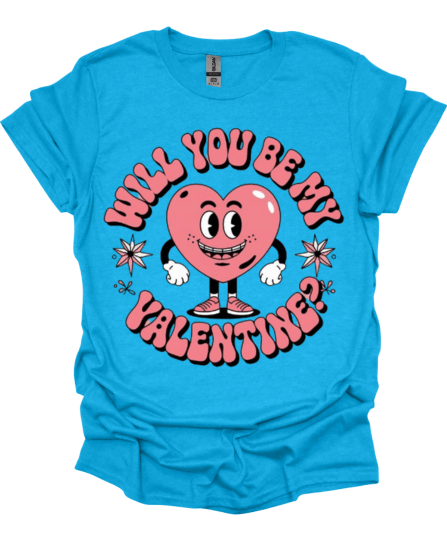 Royal Blue Will You Be My Valentine Custom Graphic Tee