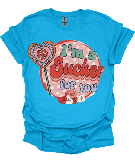 Royal Blue I’m A Sucker For You Valentine Graphic Tee