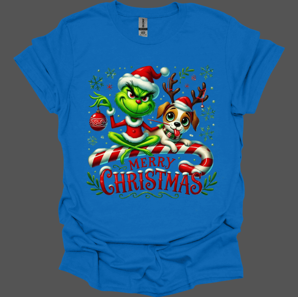 Royal Blue Merry Christmas Grinch Style Shirt