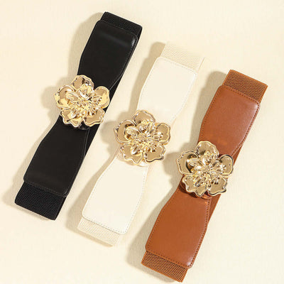 Flower Alloy Buckle Elastic Belt Flower Alloy Buckle Elastic Belt