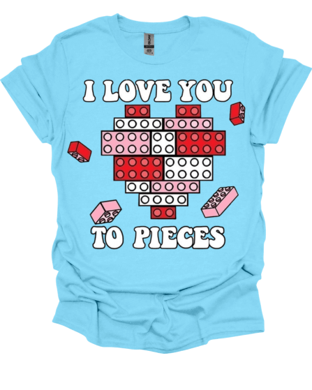 Baby Blue I Love You To Pieces Valentine's Custom Shirt