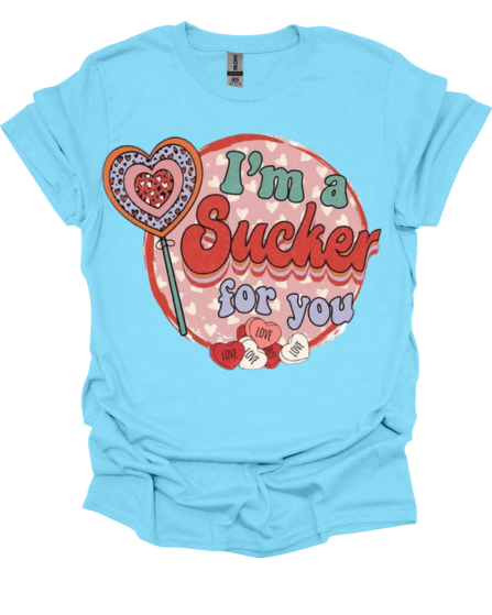 Baby Blue I’m A Sucker For You Valentine Graphic Tee
