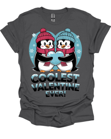 Charcoal Coolest Valentine Ever Custom Graphic Tee