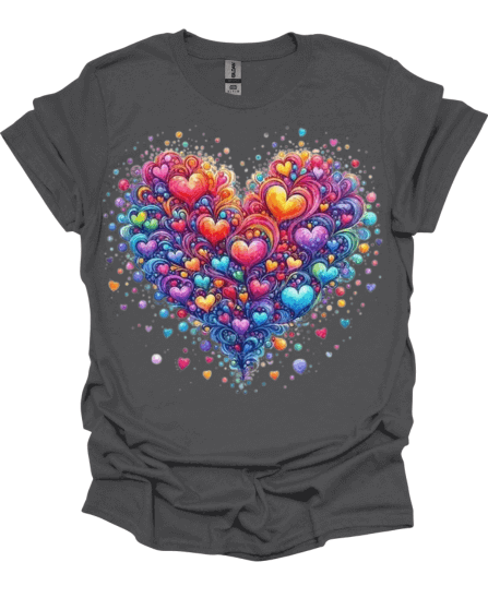 Beautiful Hearts Valentine's Charcoal T-Shirt