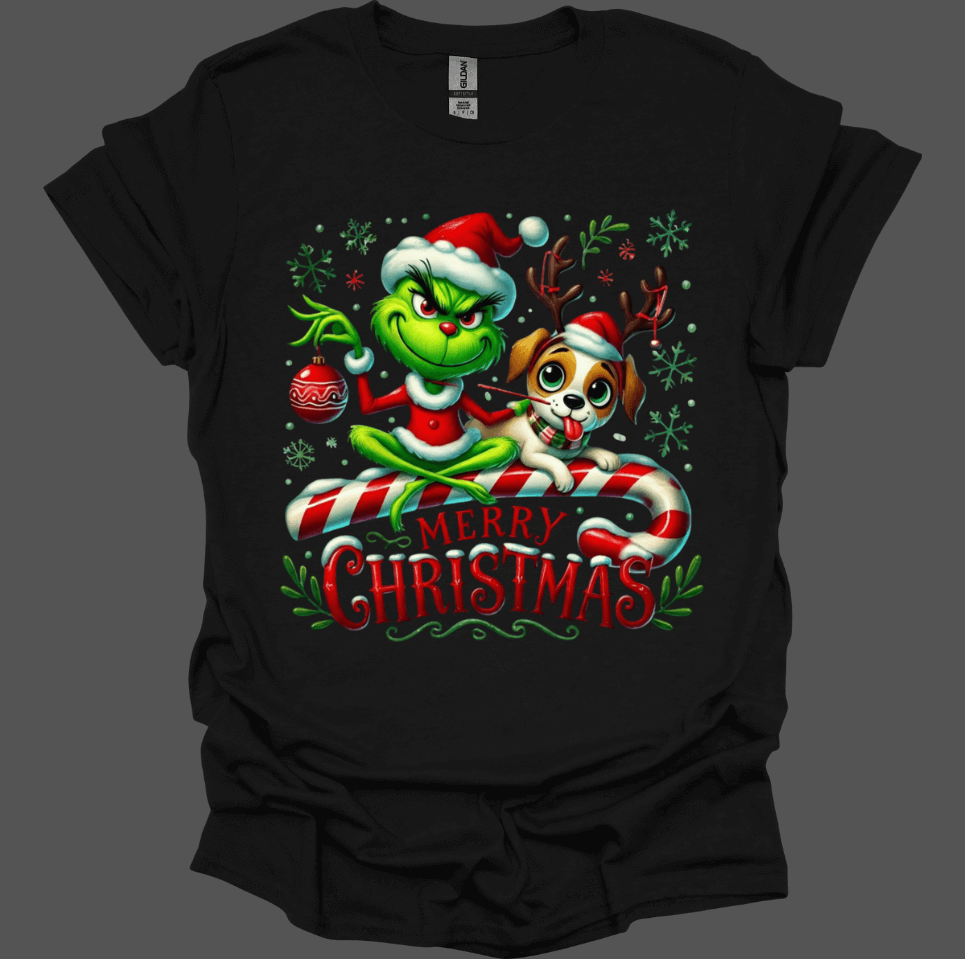 Black Merry Christmas Grinch Style Shirt