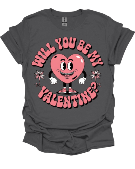 Charcoal Will You Be My Valentine Custom Graphic Tee