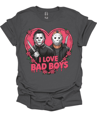 Charcoal Micheal and Jason "I Love Bad Boys" Valentine's Shirt