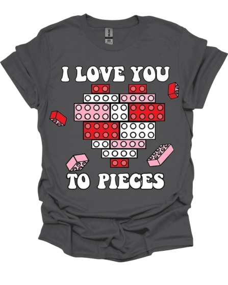 Charcoal I Love You To Pieces Valentine's Custom Shirt