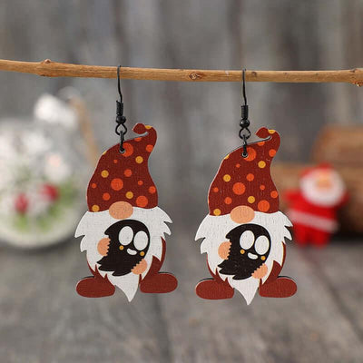 Point Hat Gnome Wooden Dangle Earrings - Ink Wave Creations