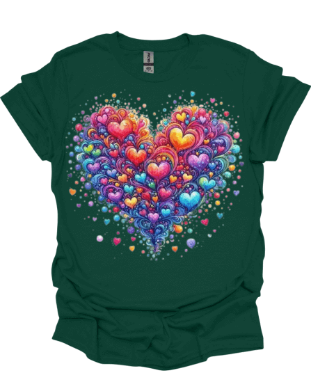 Beautiful Hearts Valentine's Green T-Shirt