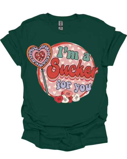 Green I’m A Sucker For You Valentine Graphic Tee
