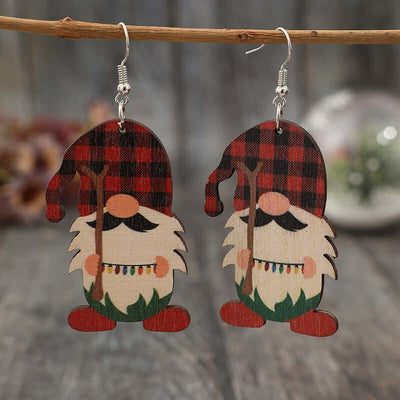 Wooden Pointed Hat Gnome Earrings - Ink Wave Creations