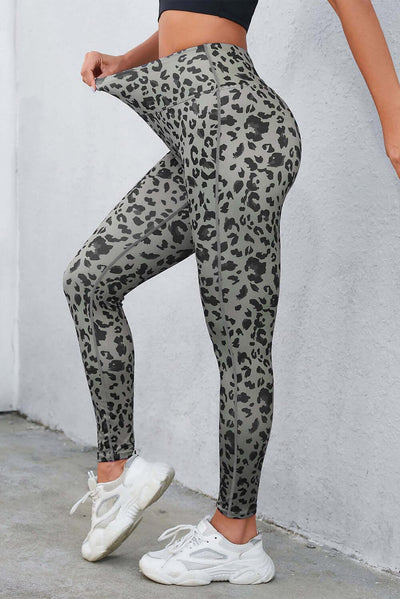 Leopard Print Wide Waistband Leggings - Ink Wave Creations