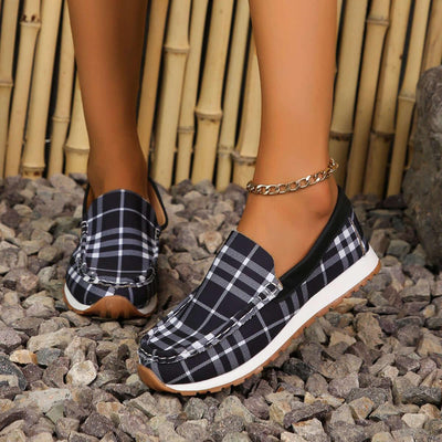 Plaid Round Toe Slip-Ons - Ink Wave Creations