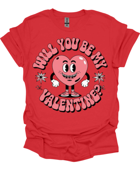 Red Will You Be My Valentine Custom Graphic Tee