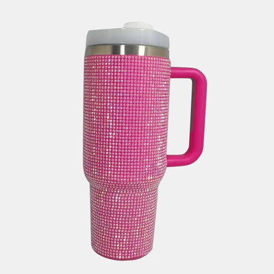 Rhinestone Stainless Steel Tumbler with Straw - Ink Wave Creations