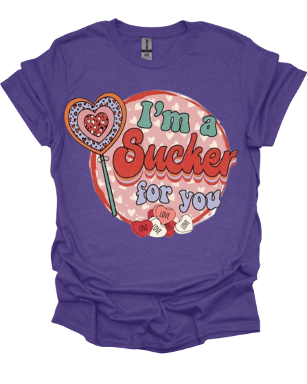 Purple I’m A Sucker For You Valentine Graphic Tee
