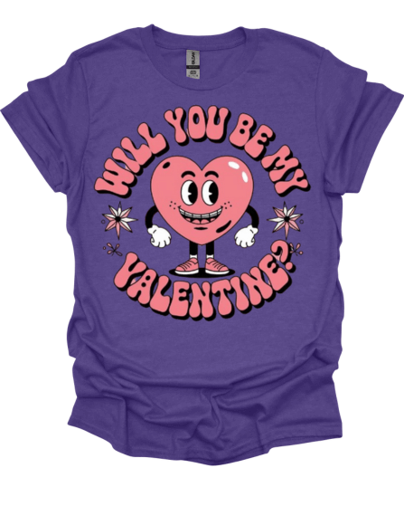 Purple Will You Be My Valentine Custom Graphic Tee