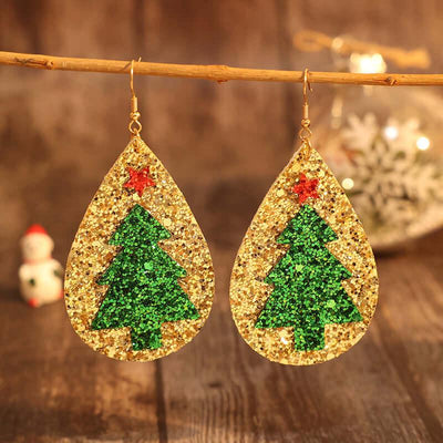 PU Leather Christmas Tree Earrings - Ink Wave Creations