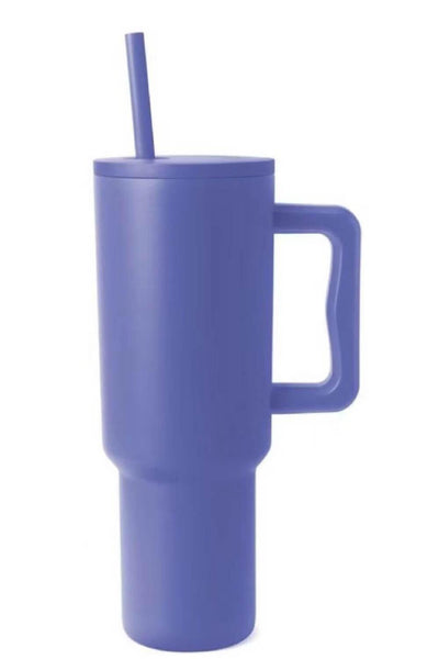 Monochromatic Stainless Steel Tumbler with Matching Straw - Ink Wave Creations