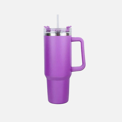 Stainless Steel Tumbler with Handle and Straw - Ink Wave Creations