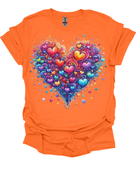 Beautiful Hearts Valentine's Orange T-Shirt