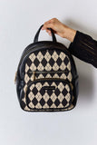David Jones Argyle Pattern PU Leather Backpack - Ink Wave Creations