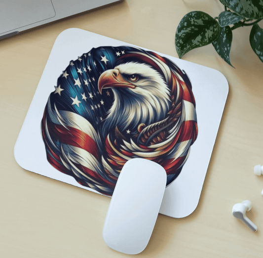 American Flag With Eagle Mousepad - Ink Wave Creations