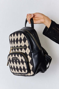 David Jones Argyle Pattern PU Leather Backpack - Ink Wave Creations