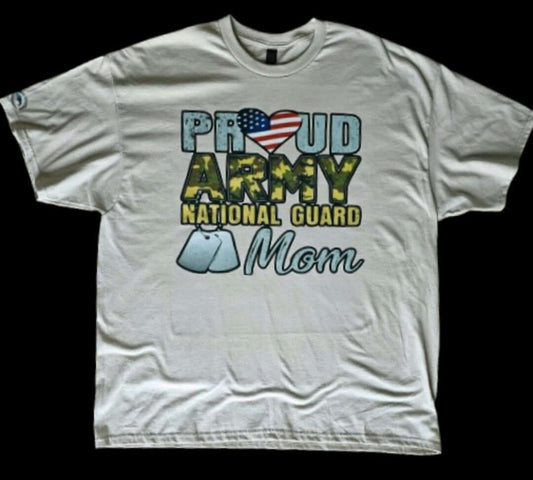 Proud Army National Guard Mom T-Shirt on display