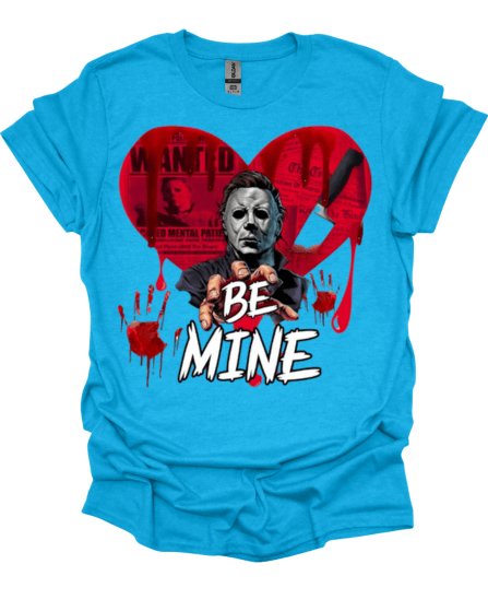Royal Blue Be Mine Horror Valentine Graphic Tee